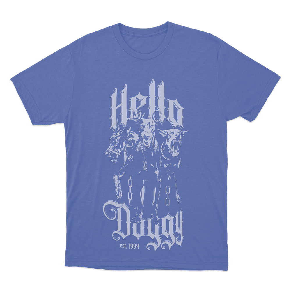 Hello Doggy Est 1994 Unisex T Shirt Blue Hello Doggy Est 1994 Unisex T Shirt Blue
