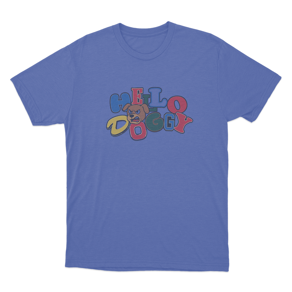 Hello Doggy Unisex T Shirt Blue Hello Doggy Unisex T Shirt Blue