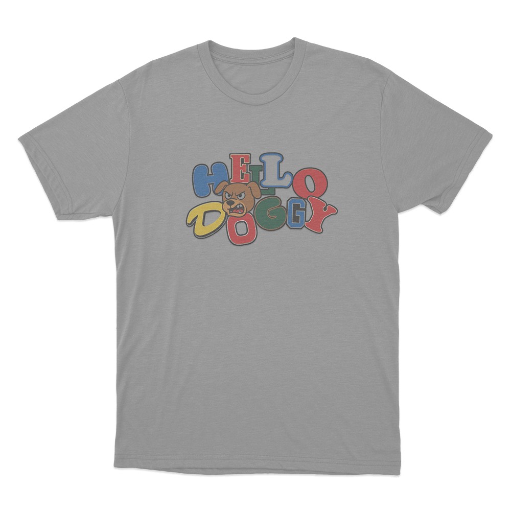 Hello Doggy Unisex T Shirt Grey Hello Doggy Unisex T Shirt Grey
