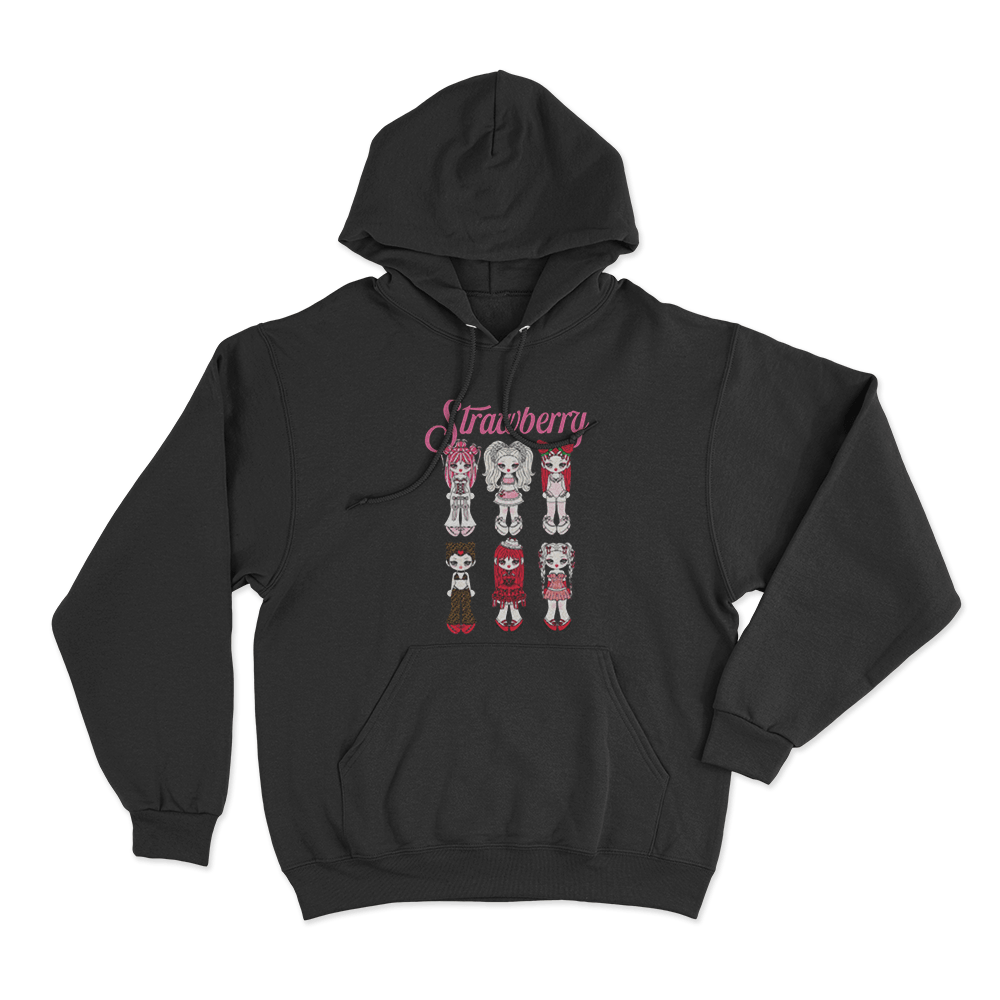 Strawberry Unisex Hoodie Black Strawberry Unisex Hoodie Black