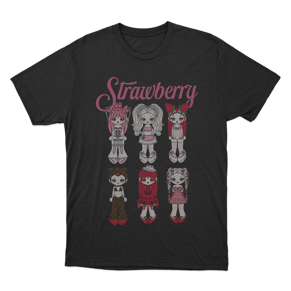Strawberry Unisex T Shirt Black Strawberry Unisex T Shirt Black