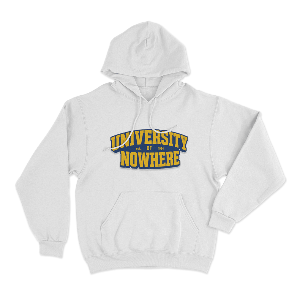 University Of Nowhere Unisex Hoodie White University Of Nowhere Unisex Hoodie White