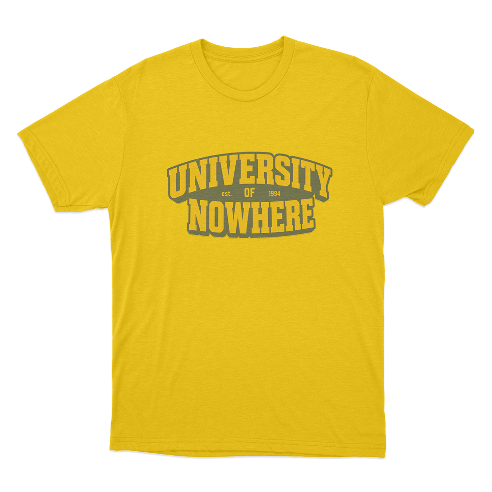 University Of Nowhere Unisex T Shirt Yellow University Of Nowhere Unisex T Shirt Yellow