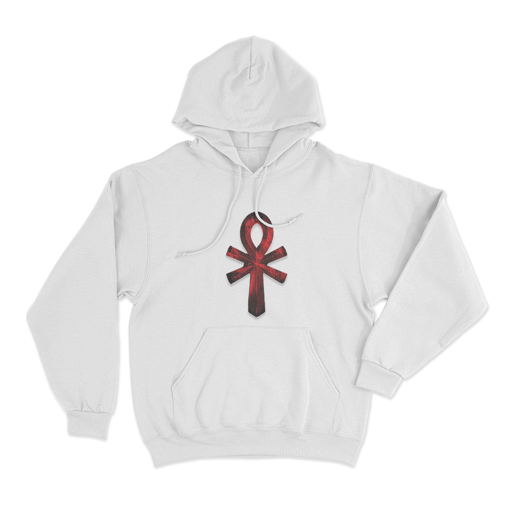 Yzomandias Ankh Symbol Unisex Hoodie White Yzomandias Ankh Symbol Unisex Hoodie White