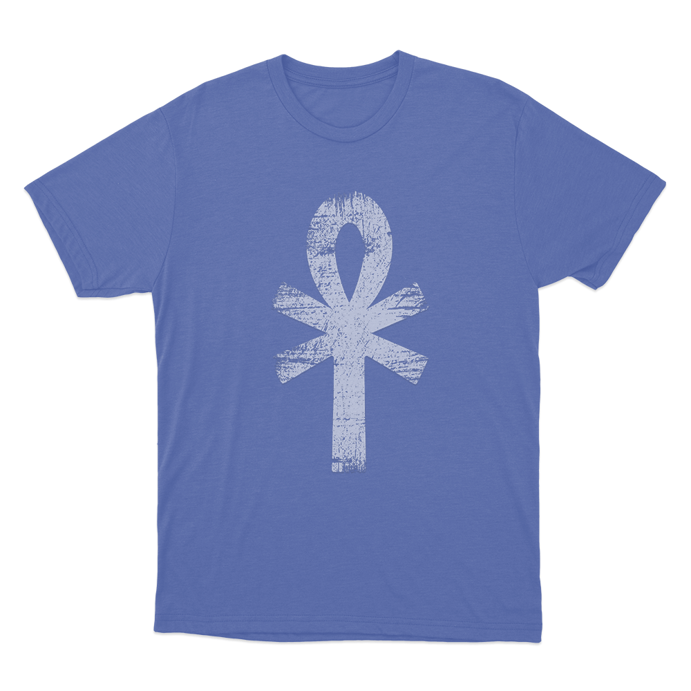 Yzomandias Distressed Ankh Symbol Unisex T Shirt Blue Yzomandias Distressed Ankh Symbol Unisex T Shirt Blue