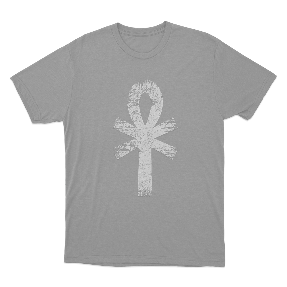 Yzomandias Distressed Ankh Symbol Unisex T Shirt Grey Yzomandias Distressed Ankh Symbol Unisex T Shirt Grey