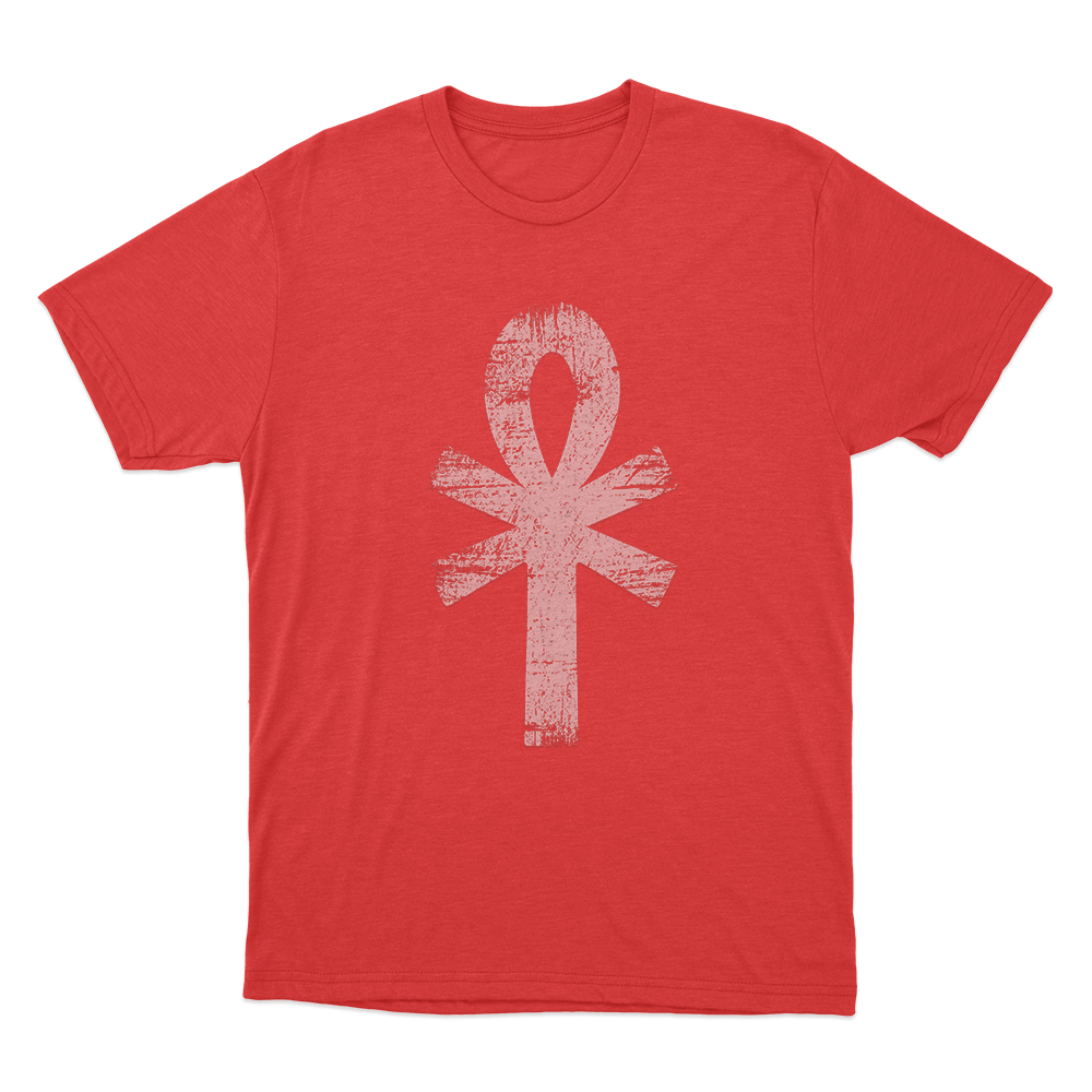 Yzomandias Distressed Ankh Symbol Unisex T Shirt Red Yzomandias Distressed Ankh Symbol Unisex T Shirt Red