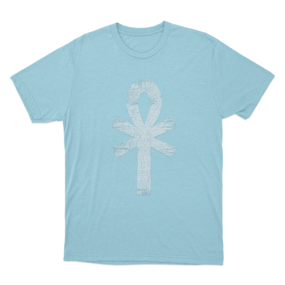 Yzomandias Distressed Ankh Symbol Unisex T Shirt Sky Blue Yzomandias Distressed Ankh Symbol Unisex T Shirt Sky Blue