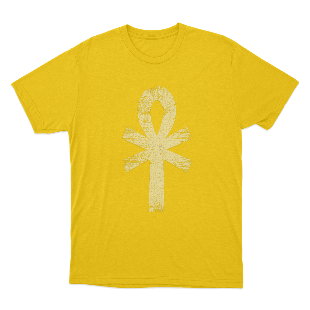 Yzomandias Distressed Ankh Symbol Unisex T Shirt Yellow Yzomandias Distressed Ankh Symbol Unisex T Shirt Yellow