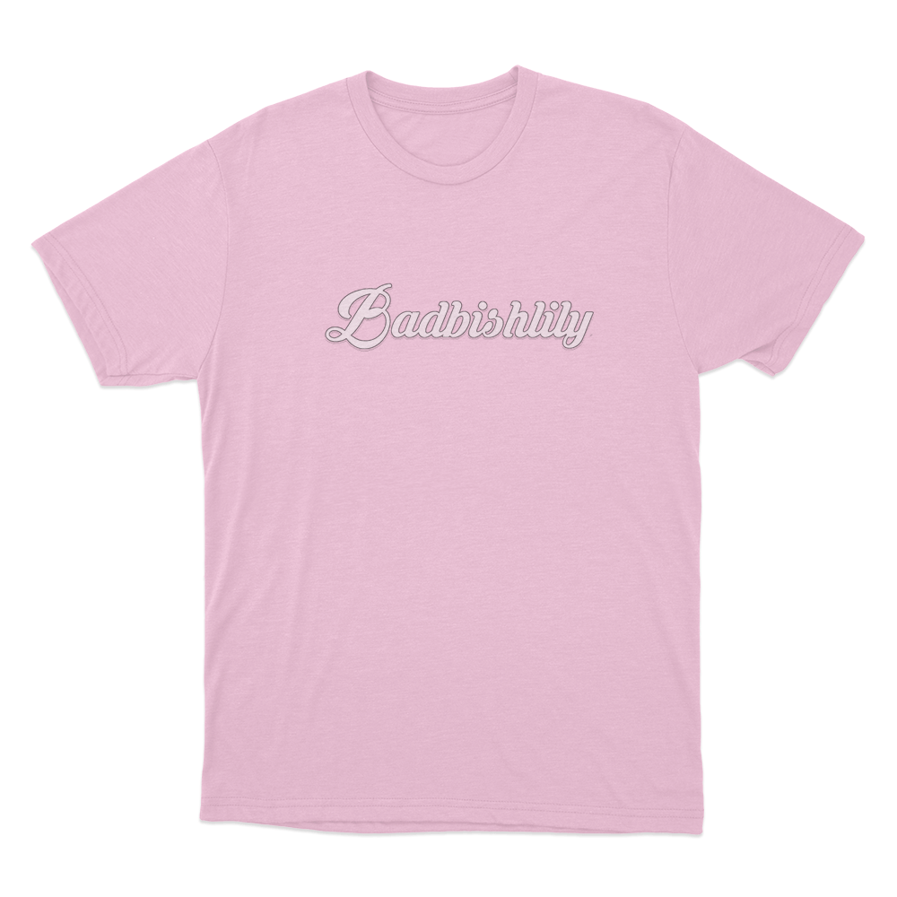 Badbishlily Script Logo Unisex T Shirt Pink Badbishlily Script Logo Unisex T Shirt Pink