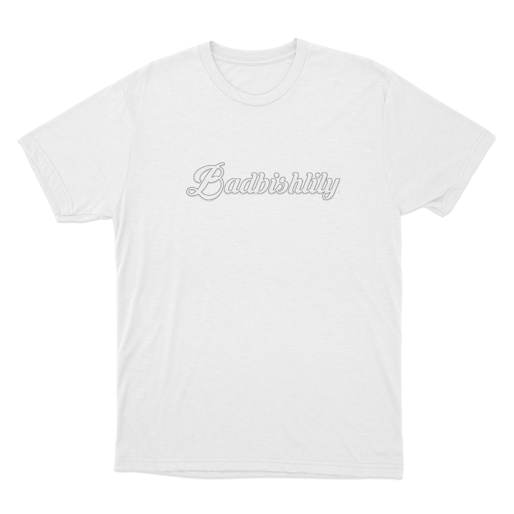 Badbishlily Script Logo Unisex T Shirt White Badbishlily Script Logo Unisex T Shirt White