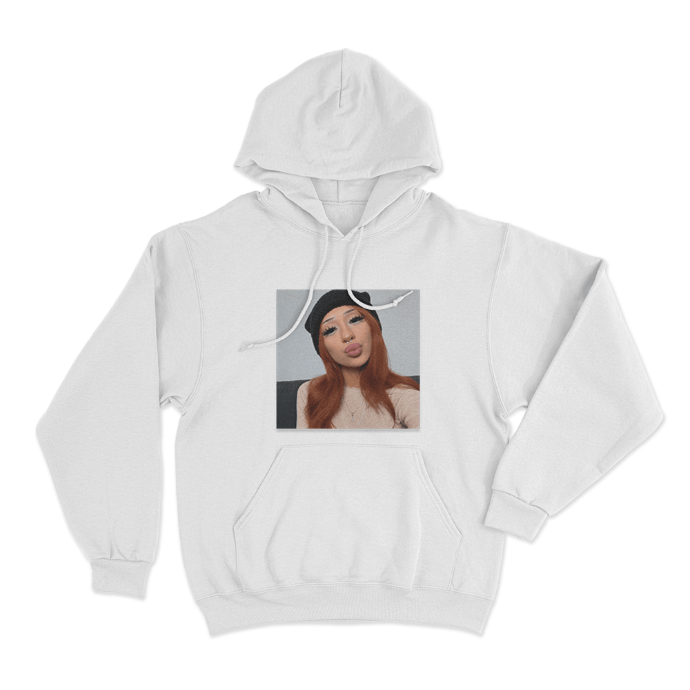 Badbishlily Selfie Portrait Unisex Hoodie White Badbishlily Selfie Portrait Unisex Hoodie White