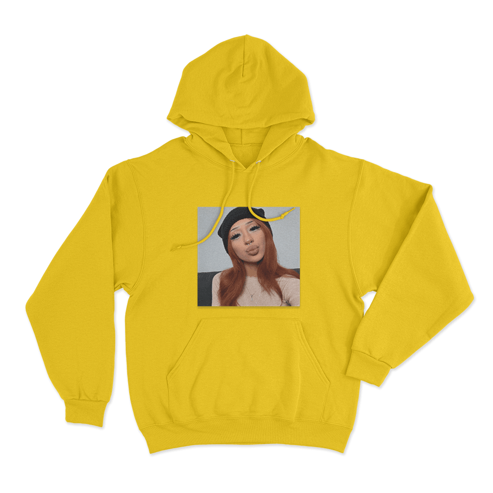 Badbishlily Selfie Portrait Unisex Hoodie Yellow Badbishlily Selfie Portrait Unisex Hoodie Yellow