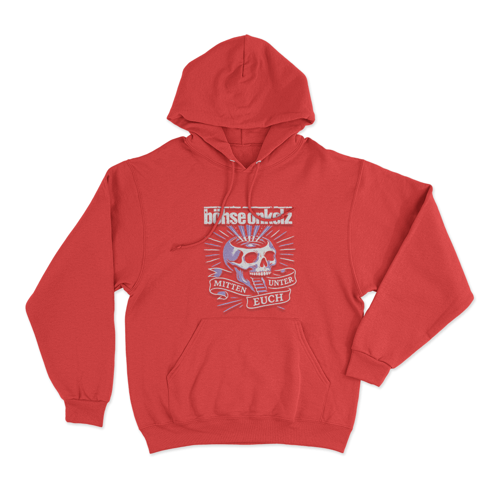 Böhse Onkelz Mitten Unter Euch Skull Unisex Hoodie Red Bohse Onkelz Mitten Unter Euch Skull Unisex Hoodie Red