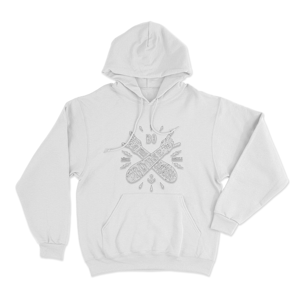 Böhse für´s Leben Salute Unisex Hoodie White Bohse fur´s Leben Salute Unisex Hoodie White