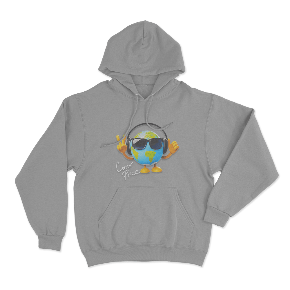 Connor Price Globe Unisex Hoodie Grey Connor Price Globe Unisex Hoodie Grey