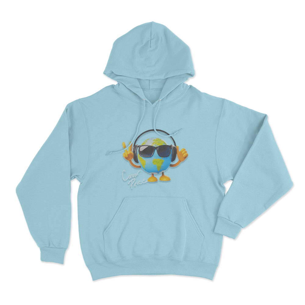 Connor Price Globe Unisex Hoodie Sky Blue Connor Price Globe Unisex Hoodie Sky Blue
