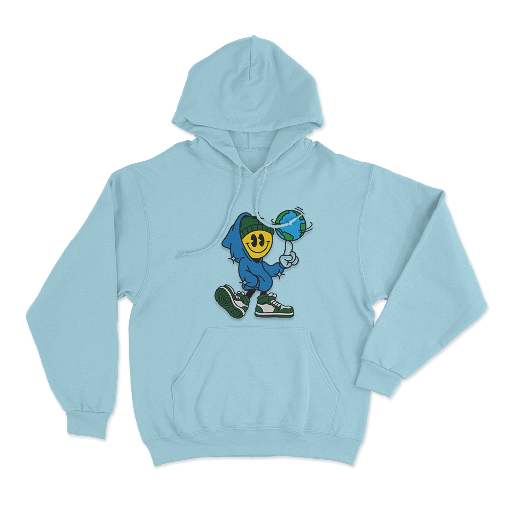 Connor Price Spin The Globe Unisex Hoodie Sky Blue Connor Price Spin The Globe Unisex Hoodie Sky Blue