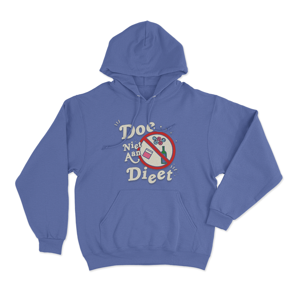 Doe Niet Aan Diet Unisex Hoodie Blue Doe Niet Aan Diet Unisex Hoodie Blue