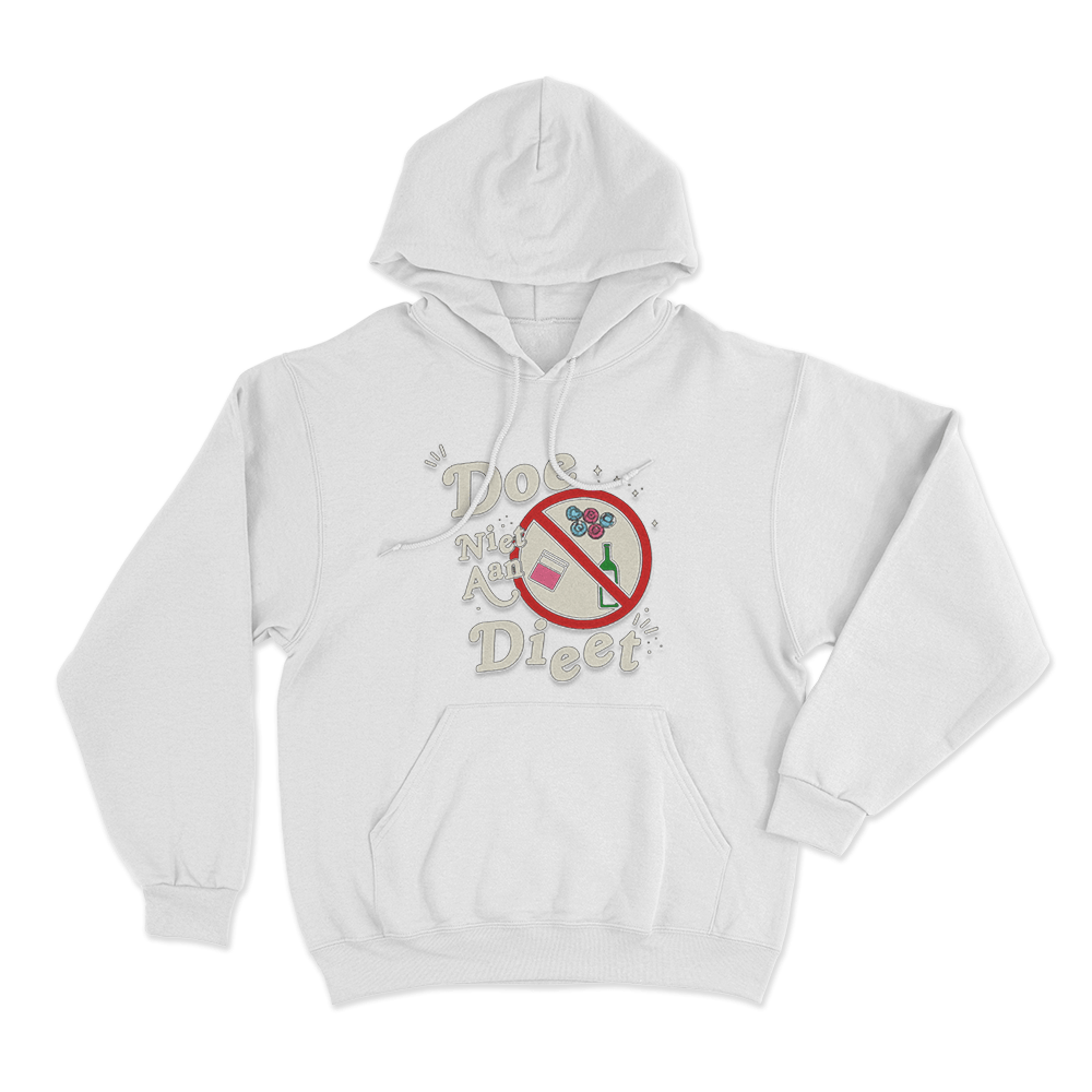 Doe Niet Aan Diet Unisex Hoodie White Doe Niet Aan Diet Unisex Hoodie White