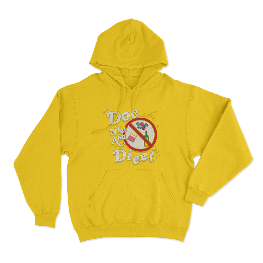 Doe Niet Aan Diet Unisex Hoodie Yellow Doe Niet Aan Diet Unisex Hoodie Yellow