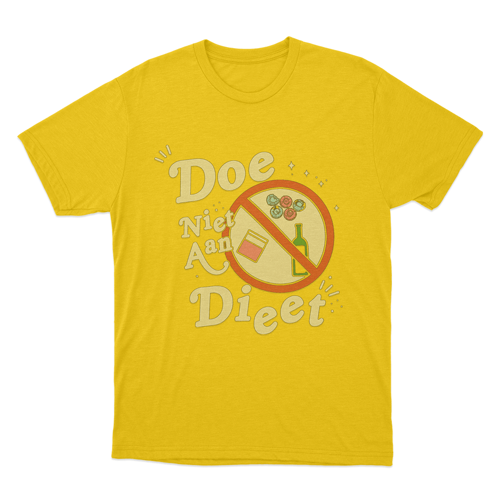 Doe Niet Aan Diet Unisex T Shirt Yellow Doe Niet Aan Diet Unisex T Shirt Yellow
