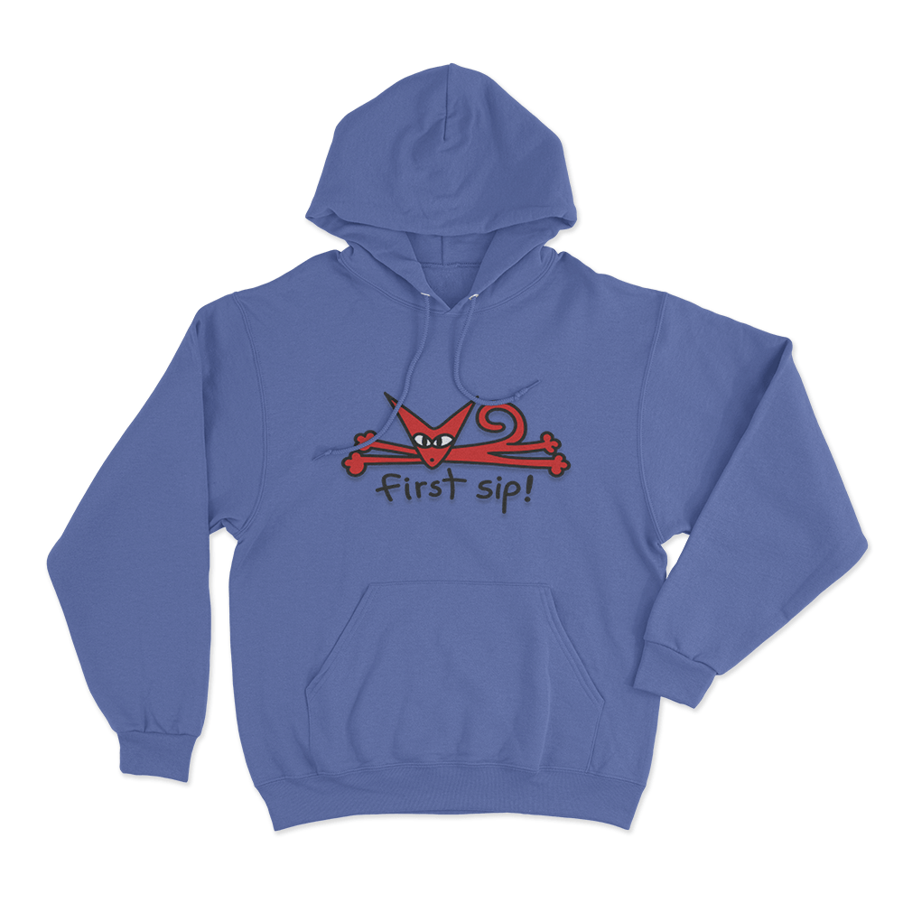 First Sip Unisex Hoodie Blue First Sip Unisex Hoodie Blue