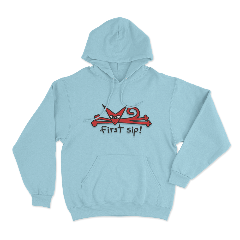 First Sip Unisex Hoodie Sky Blue First Sip Unisex Hoodie Sky Blue