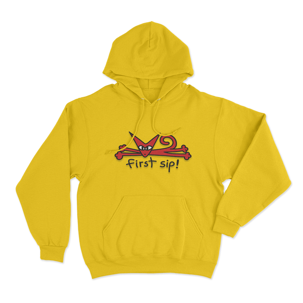 First Sip Unisex Hoodie Yellow First Sip Unisex Hoodie Yellow