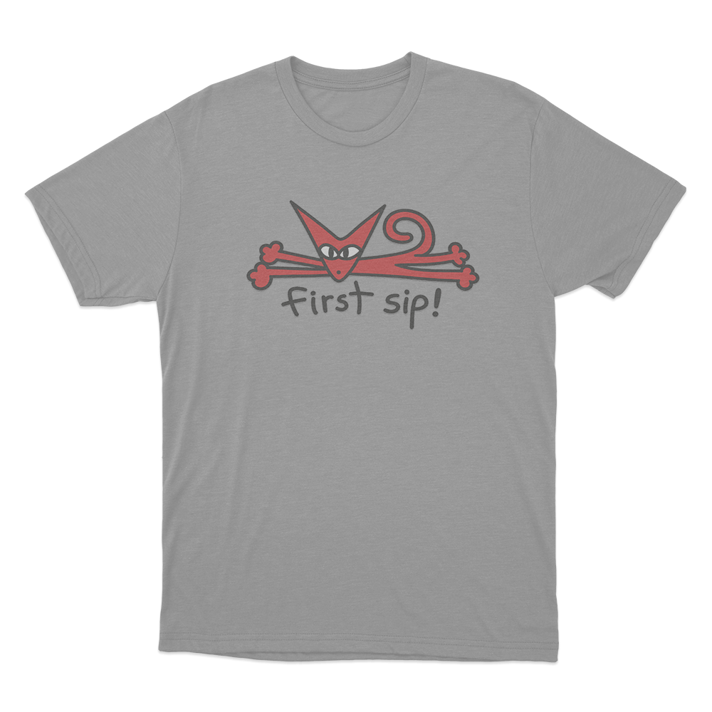 First Sip Unisex T Shirt Grey First Sip Unisex T Shirt Grey