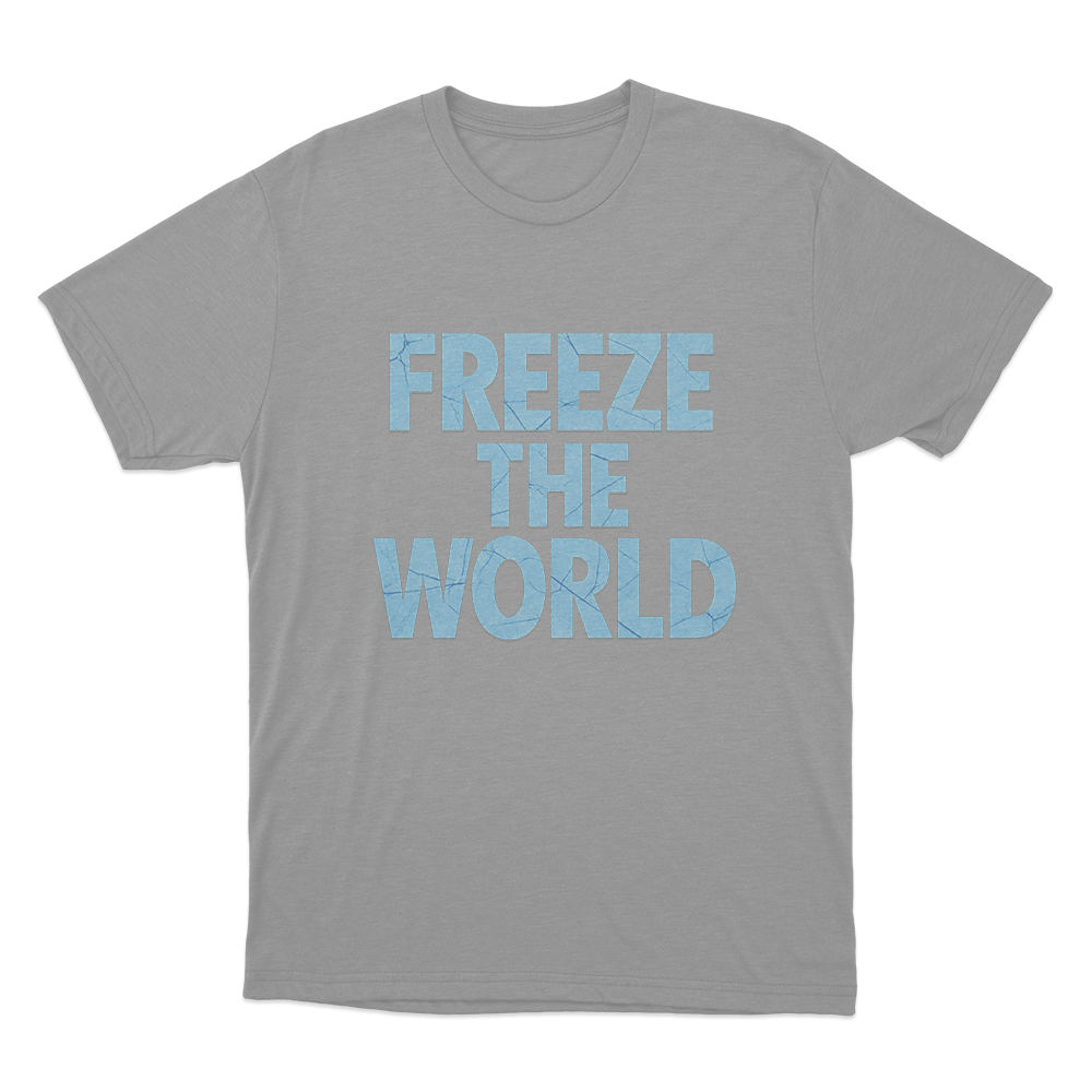 Freeze The World Unisex T Shirt Grey Freeze The World Unisex T Shirt Grey