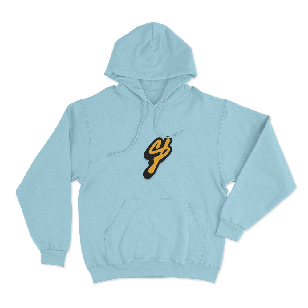 Golden Signature Logo Unisex Hoodie Sky Blue Golden Signature Logo Unisex Hoodie Sky Blue