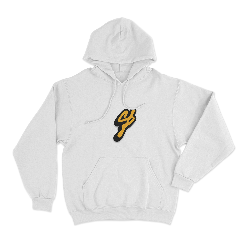 Golden Signature Logo Unisex Hoodie White Golden Signature Logo Unisex Hoodie White