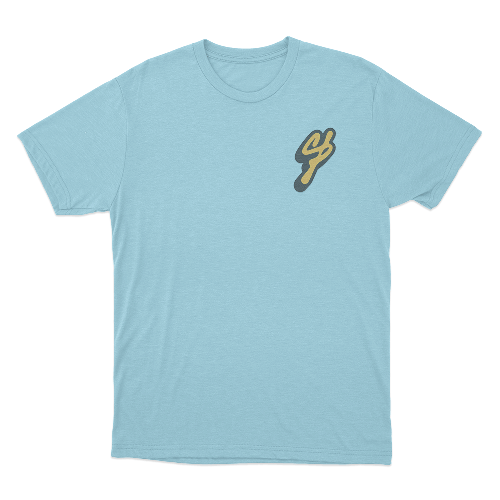 Golden Signature Logo Unisex T Shirt Sky Blue Golden Signature Logo Unisex T Shirt Sky Blue