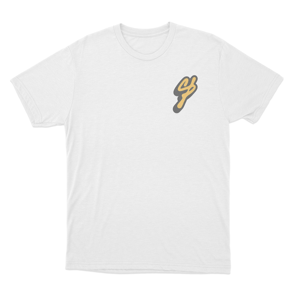 Golden Signature Logo Unisex T Shirt White Golden Signature Logo Unisex T Shirt White