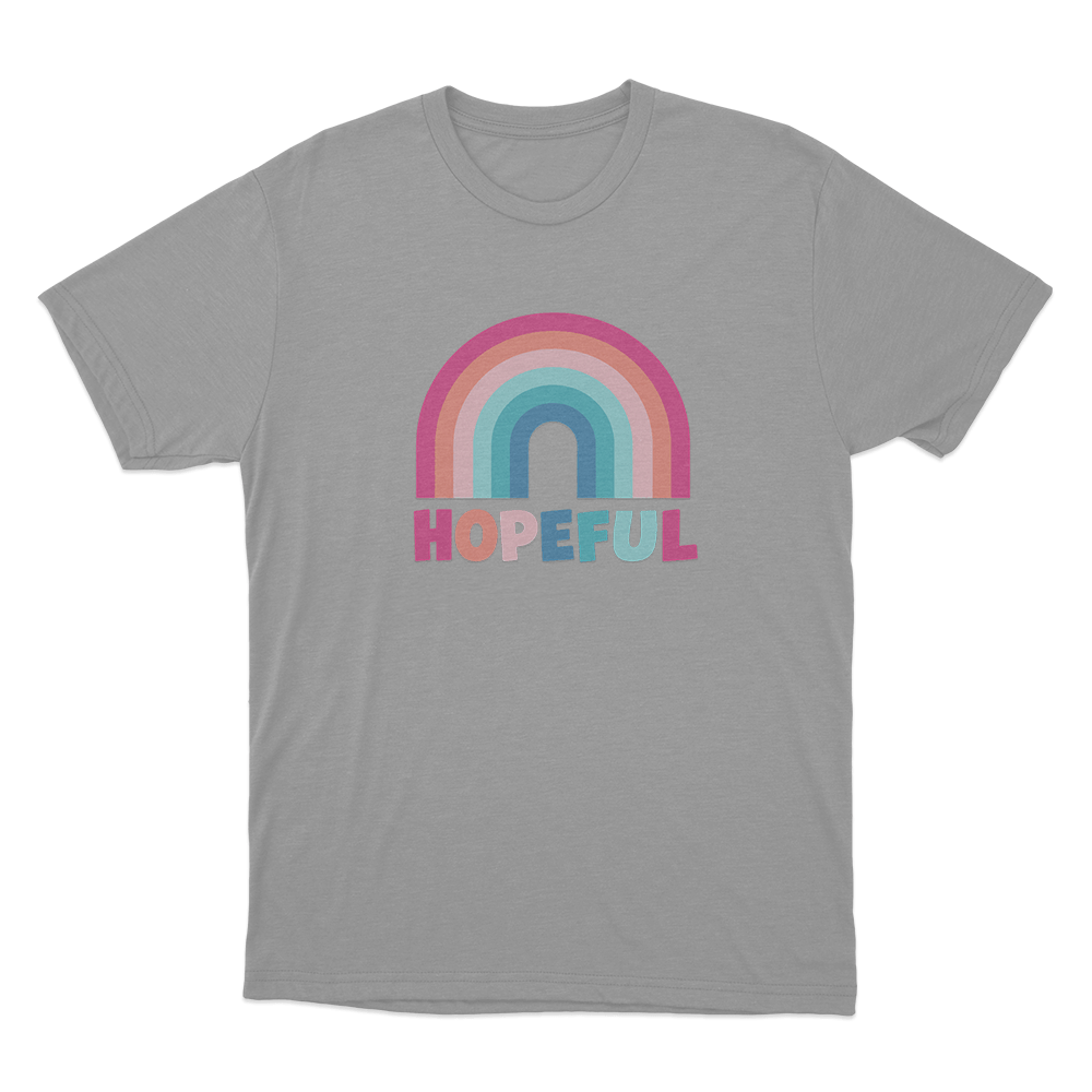 Hopeful Colorful Rainbow Unisex T Shirt Grey Hopeful Colorful Rainbow Unisex T Shirt Grey