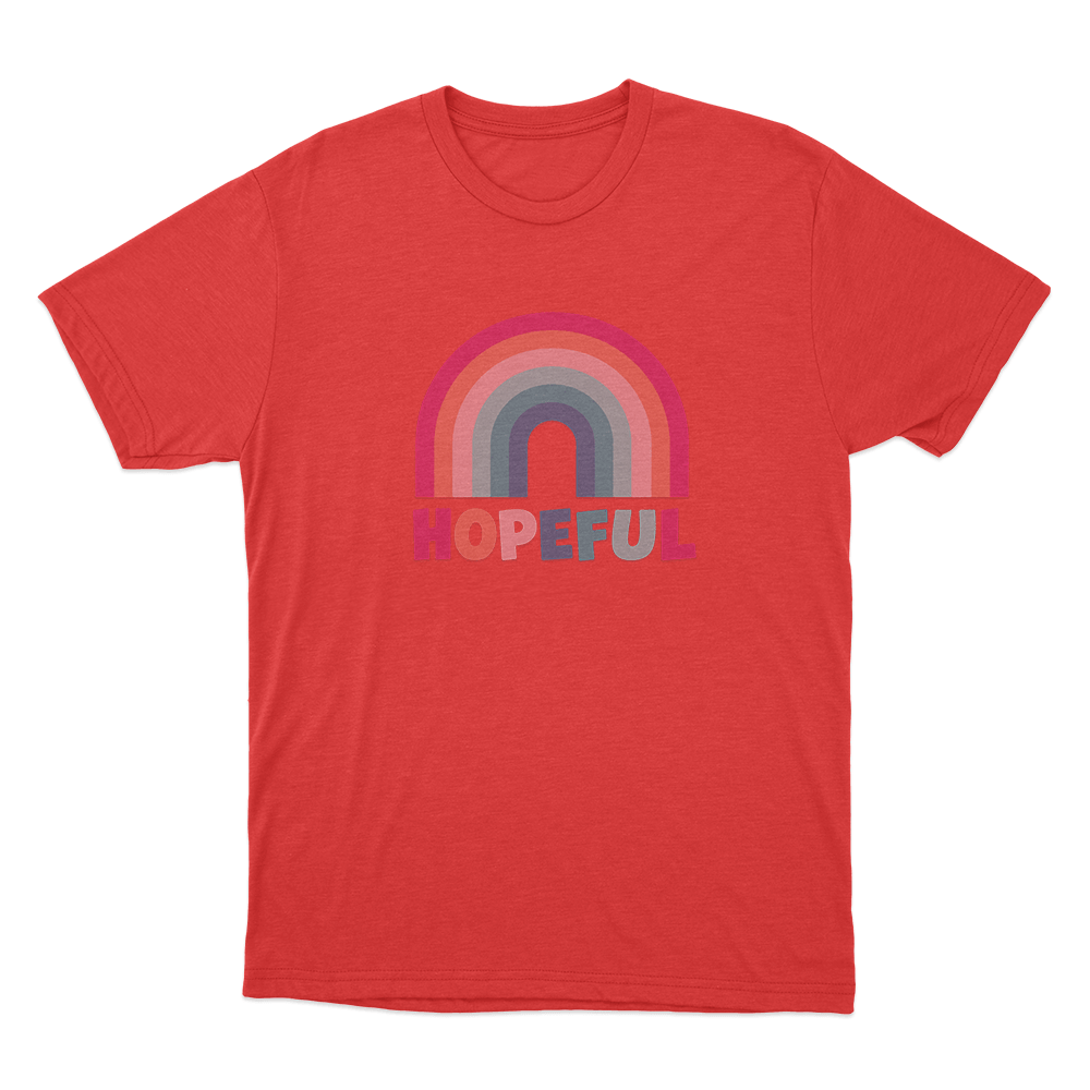 Hopeful Colorful Rainbow Unisex T Shirt Red Hopeful Colorful Rainbow Unisex T Shirt Red