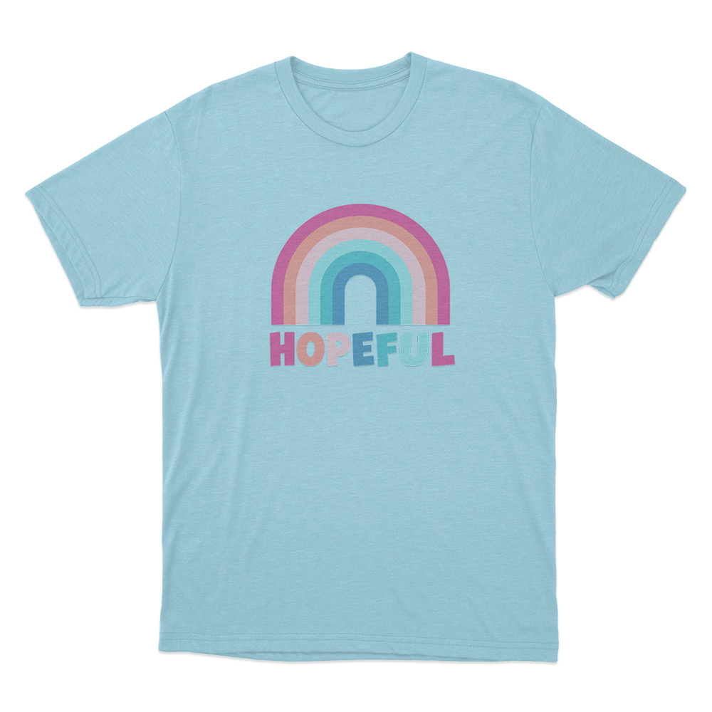 Hopeful Colorful Rainbow Unisex T Shirt Sky Blue Hopeful Colorful Rainbow Unisex T Shirt Sky Blue