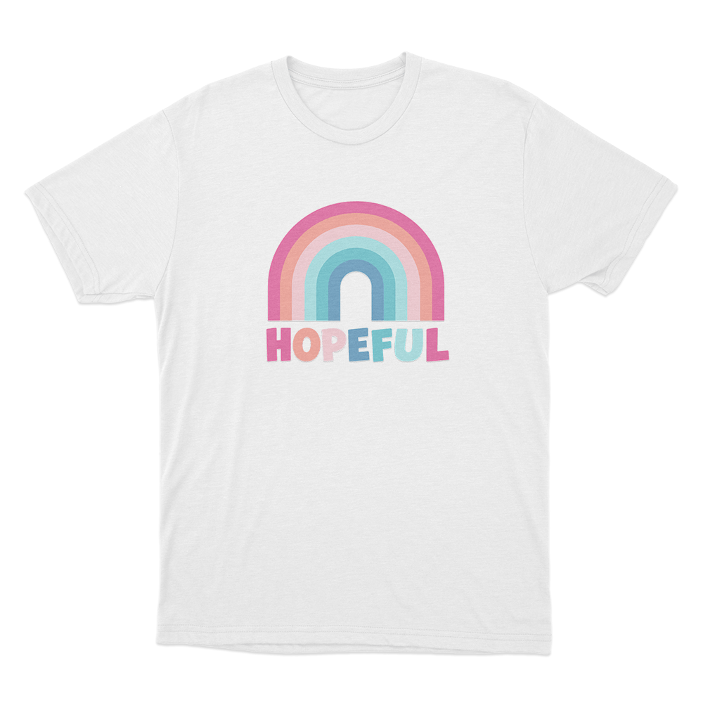 Hopeful Colorful Rainbow Unisex T Shirt White Hopeful Colorful Rainbow Unisex T Shirt White