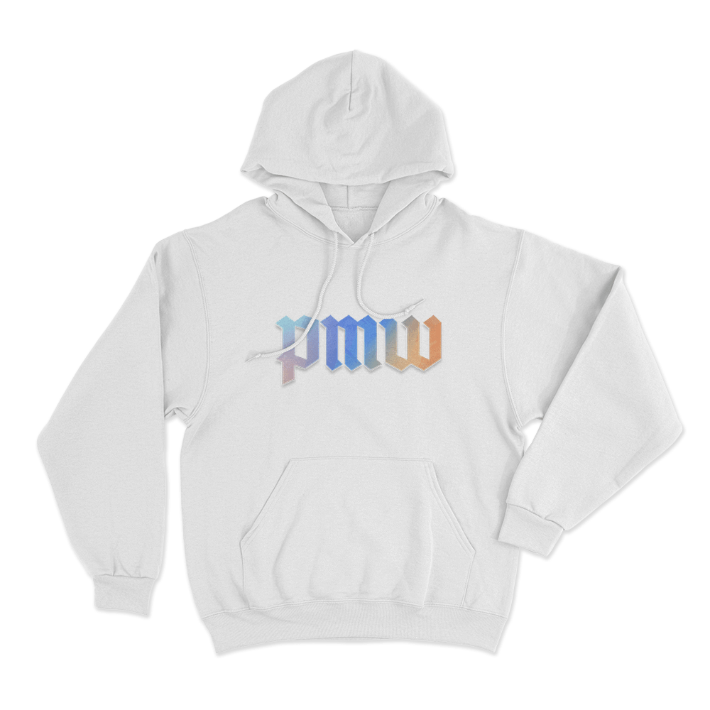 PMW Gradient Logo Unisex Hoodie White PMW Gradient Logo Unisex Hoodie White